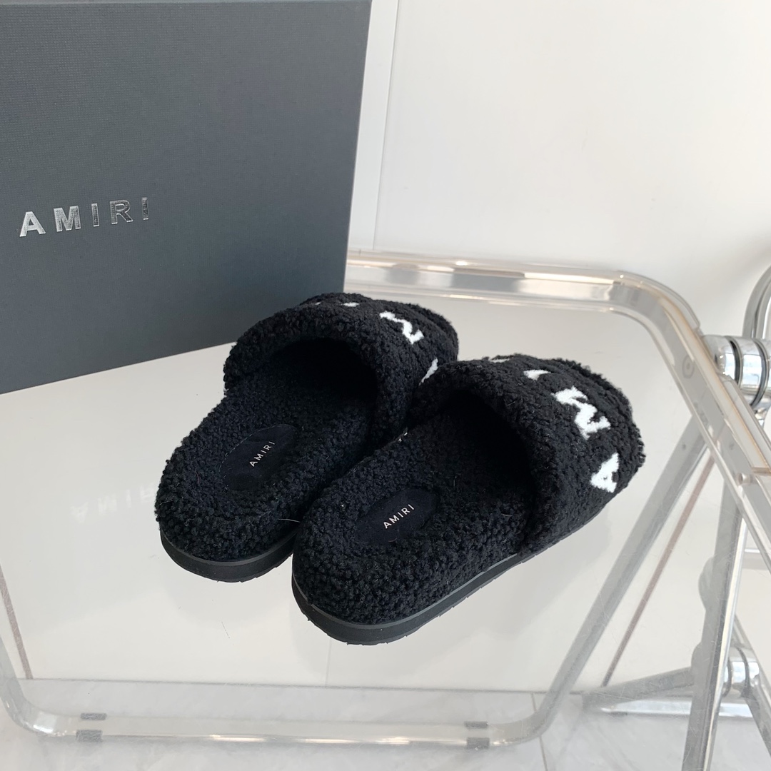 Amiri Logo-print Fleece Slippers - EUR FASHION