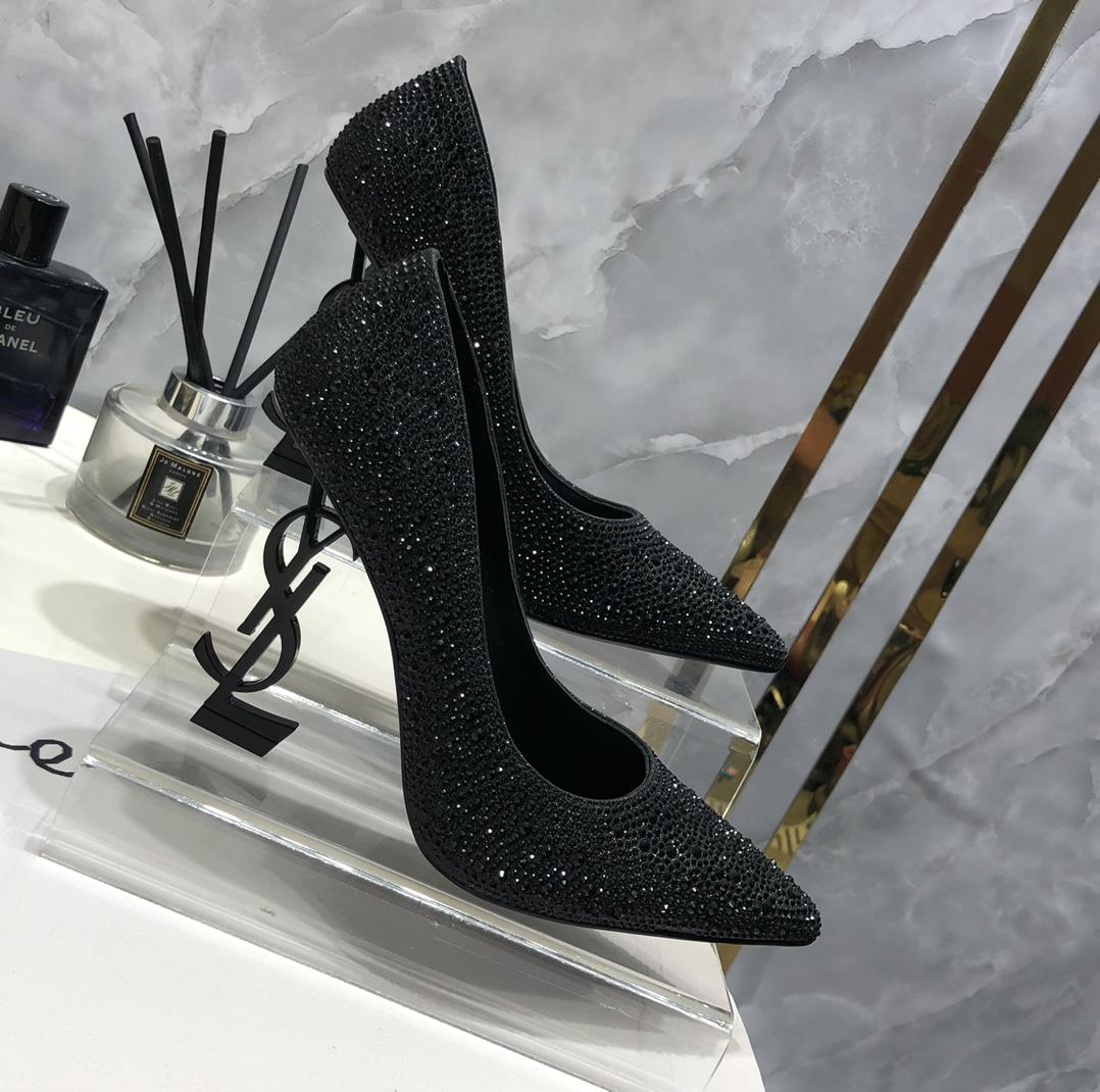 Schwarze Opyum-Glitzerpumps von Saint Laurent<br>
 - EUR FASHION