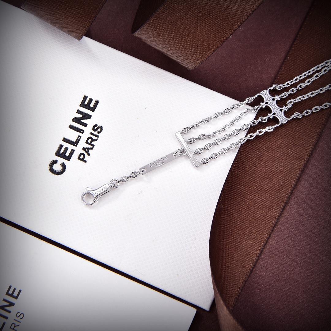 Celine Triomphe Multi-Kettenarmband aus Messing mit Rhodium-Finish<br>
 - EUR FASHION