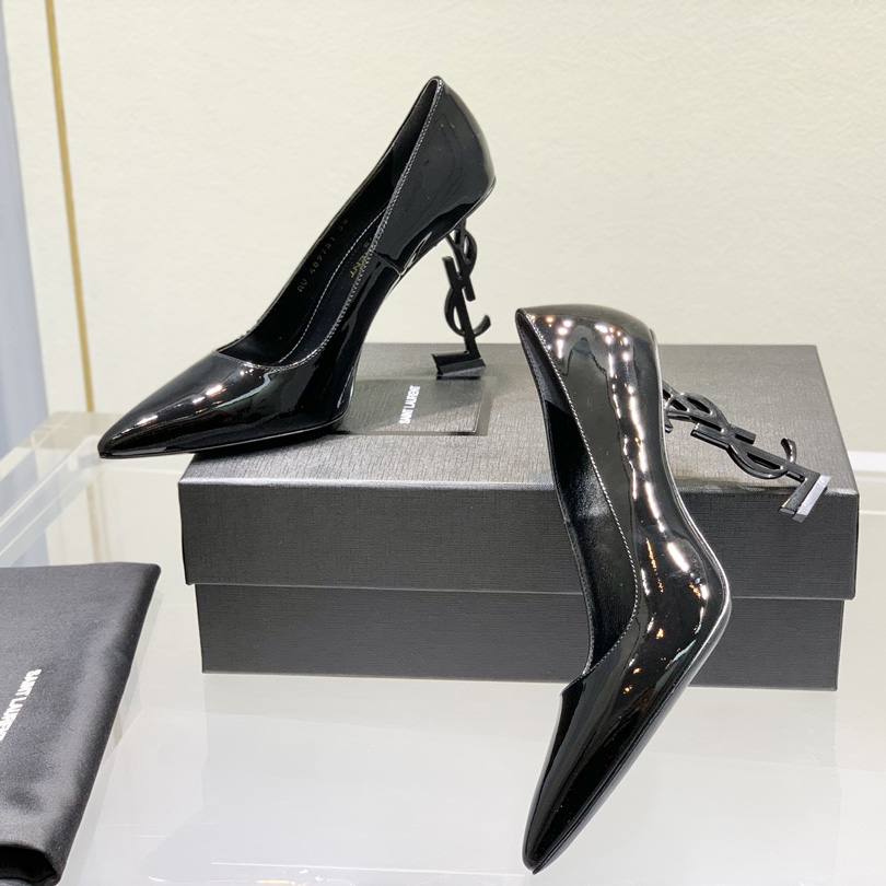 Saint Laurent Logo-heel Leather Pumps - EUR FASHION