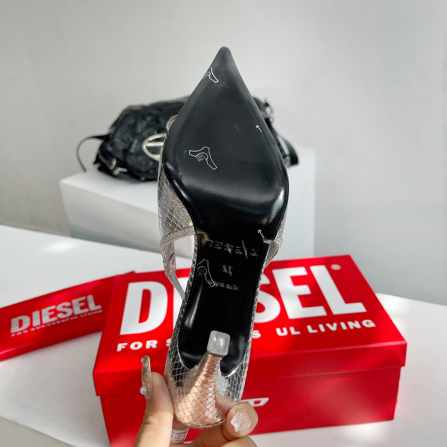 Diesel D-Venus Sb - Patent Snake-effect Slingback Pumps - EUR FASHION