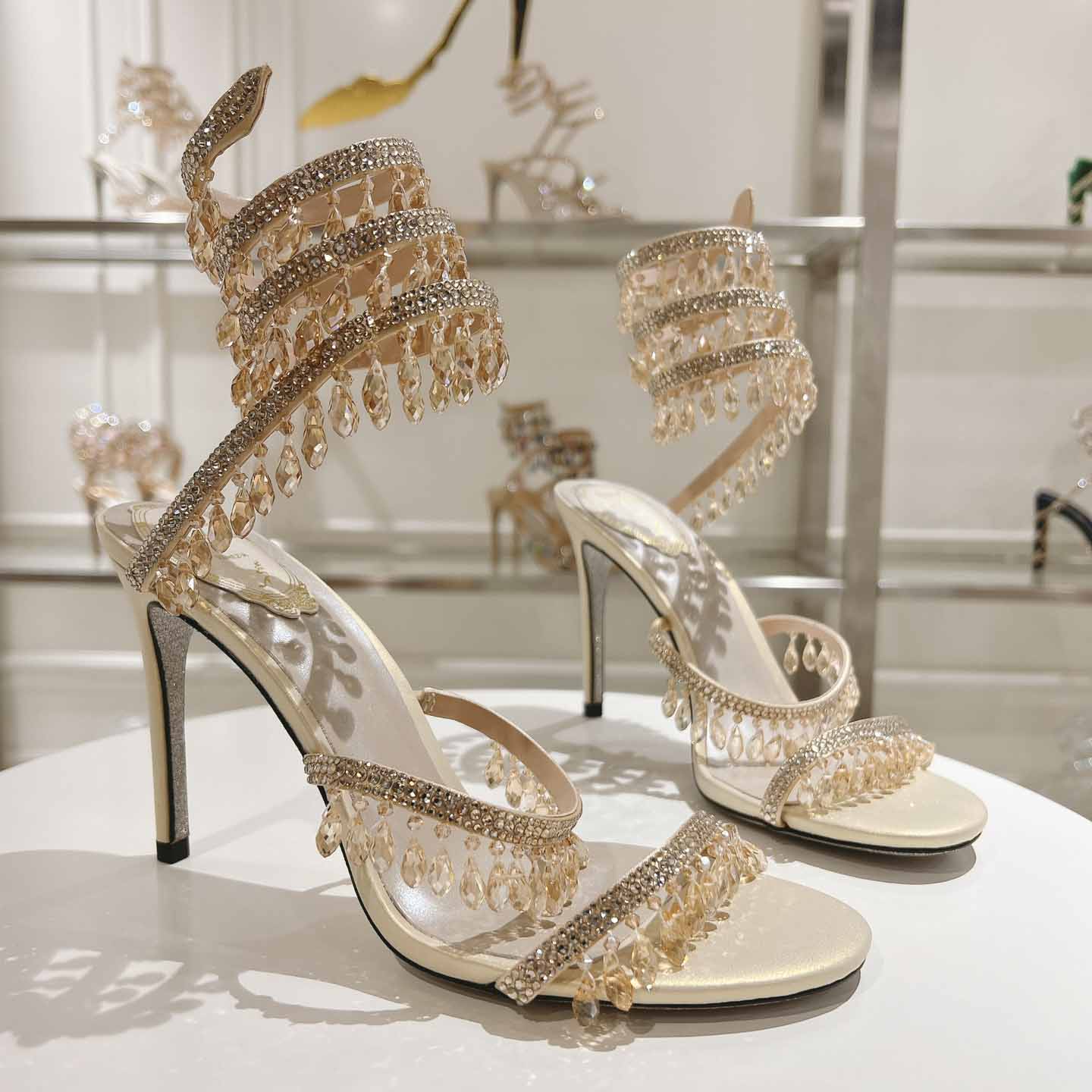 Rene Caovilla Natural Chandelier Sandals - EUR FASHION