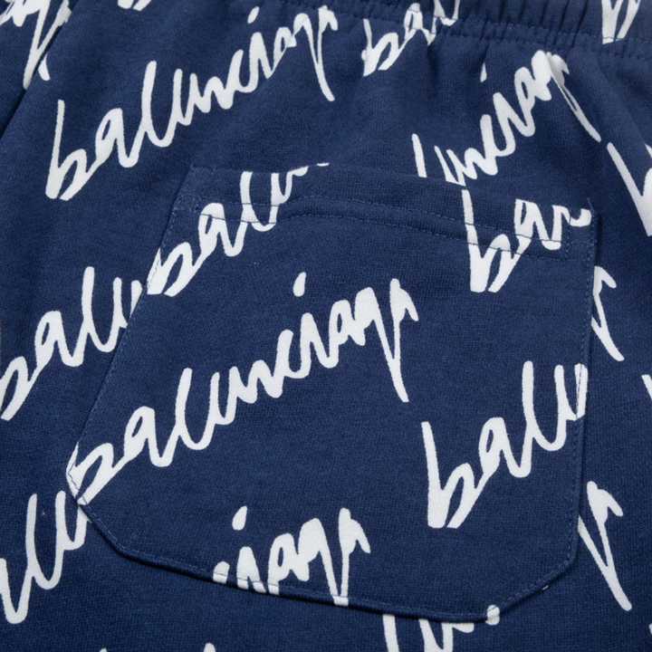 Balenciaga Navy Scribble Shorts - EUR FASHION