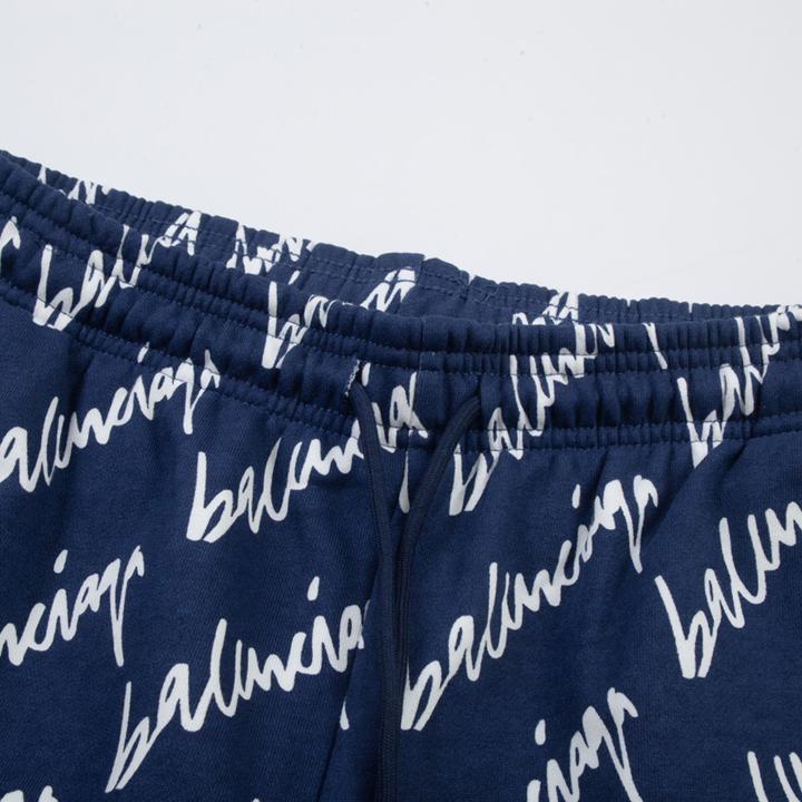 Balenciaga Navy Scribble Shorts - EUR FASHION