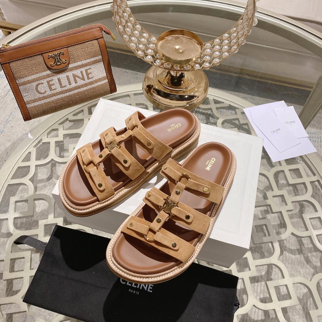 Celine Slides Tippi In  Suede Calfskin - EUR FASHION