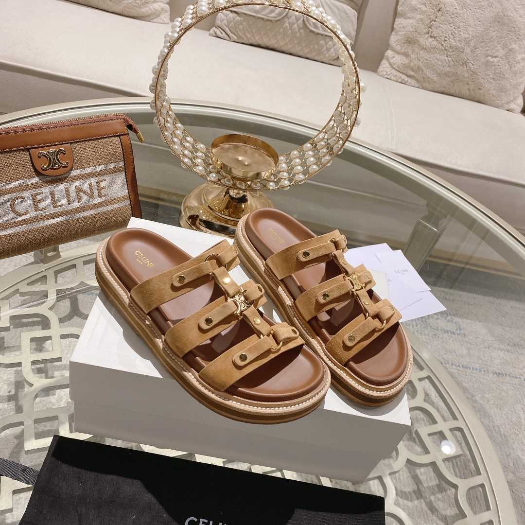 Celine Slides Tippi In  Suede Calfskin - EUR FASHION