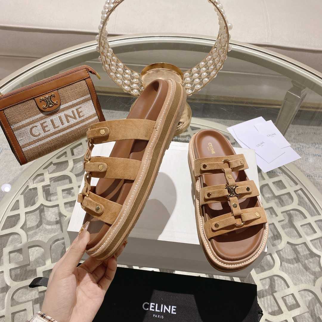 Celine Slides Tippi In  Suede Calfskin - EUR FASHION