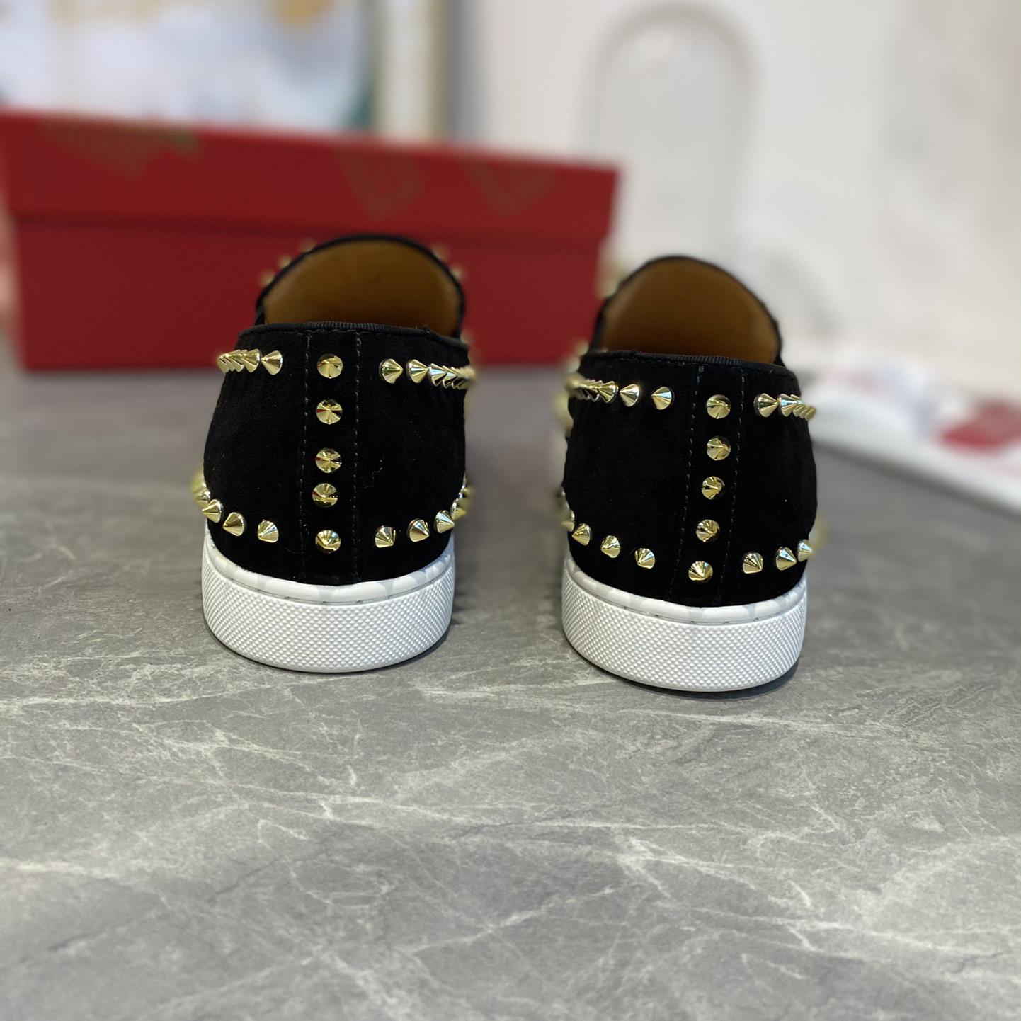 Christian Louboutin Studded Suede Spike Slip-On Sneakers - EUR FASHION