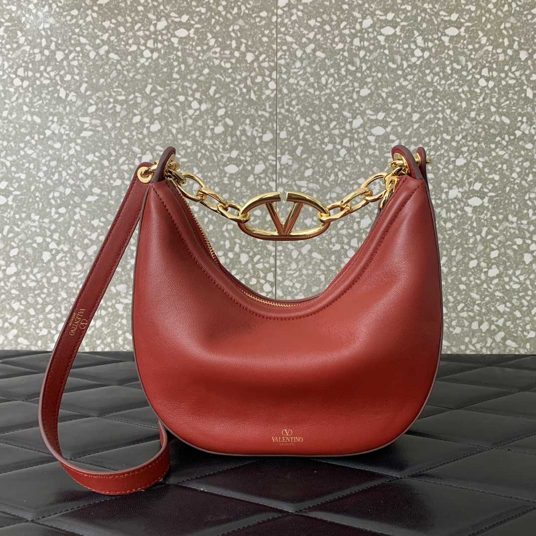 Valenti VLogo Moon Mini Hobo Bag In Nappa Leather With Chain - EUR FASHION