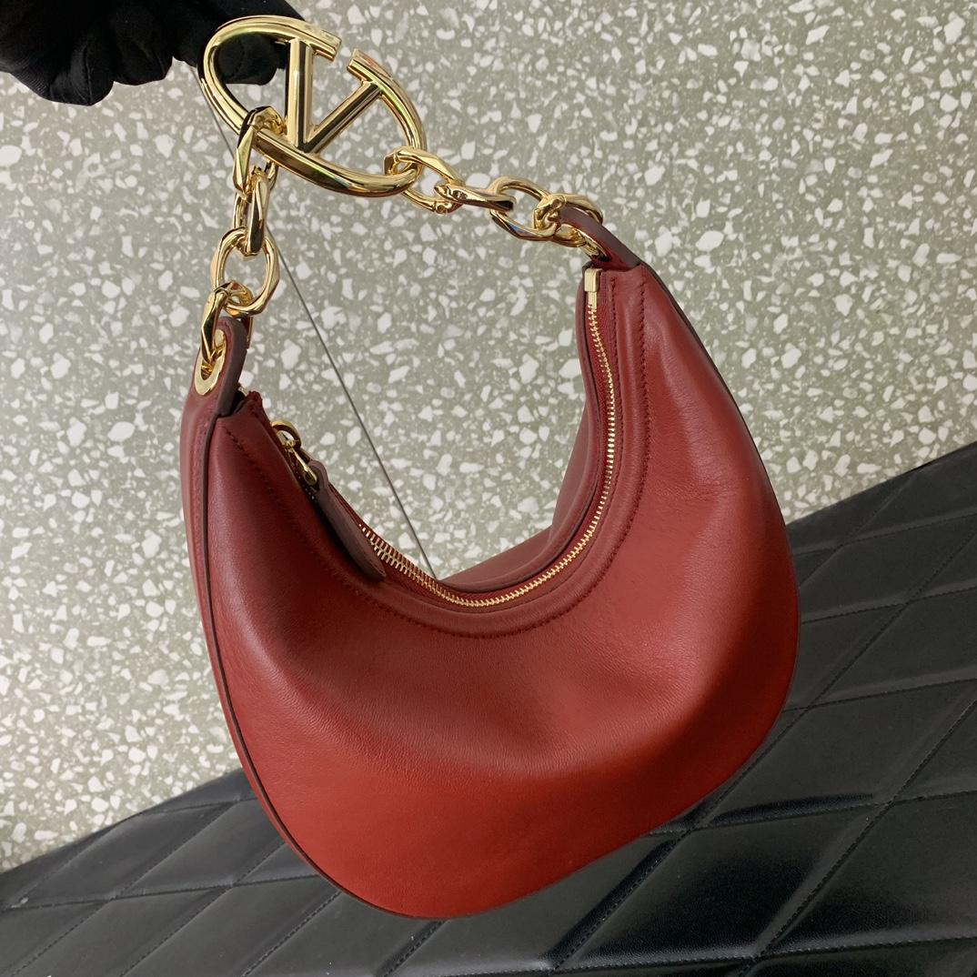 Valenti VLogo Moon Mini Hobo Bag In Nappa Leather With Chain - EUR FASHION