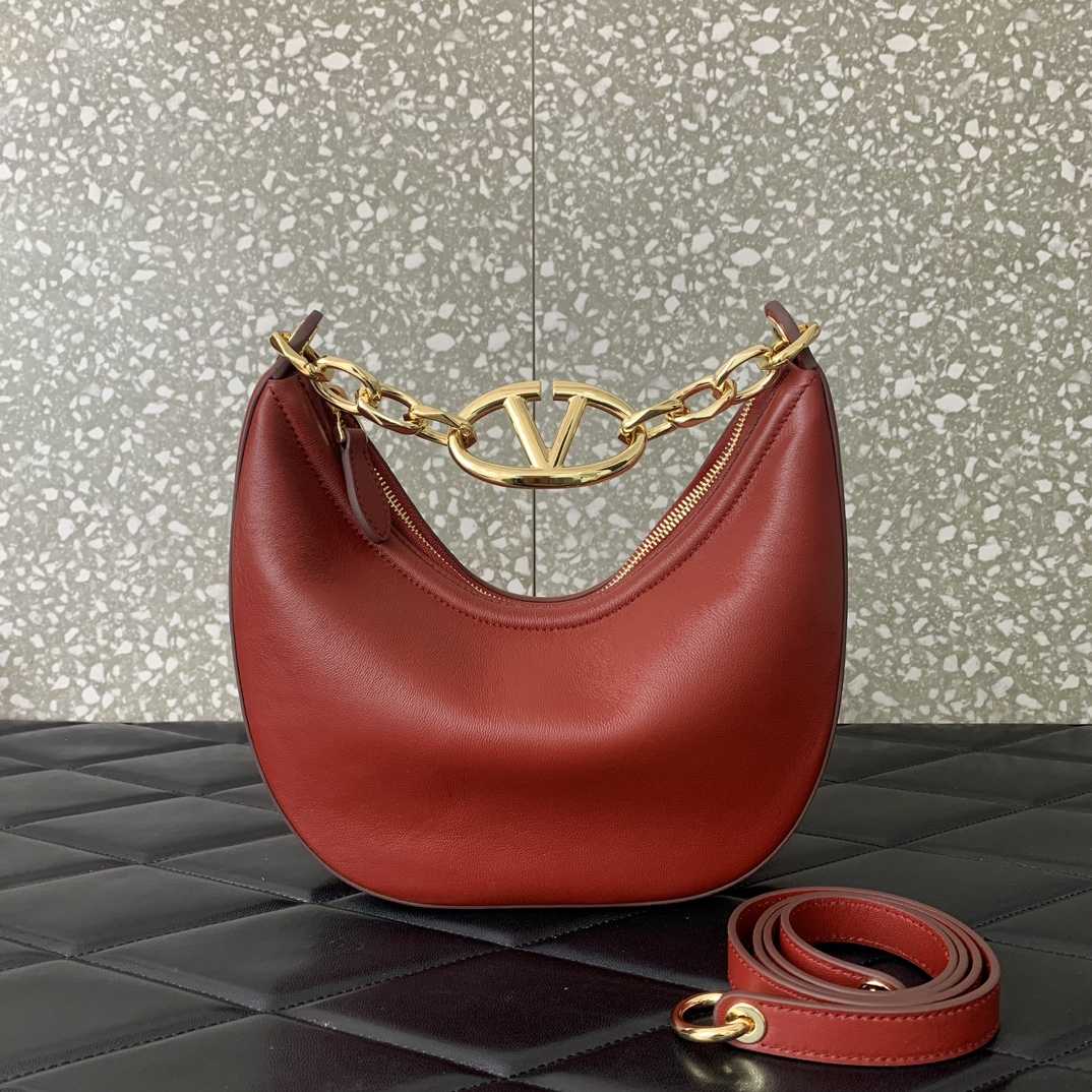 Valenti VLogo Moon Mini Hobo Bag In Nappa Leather With Chain - EUR FASHION