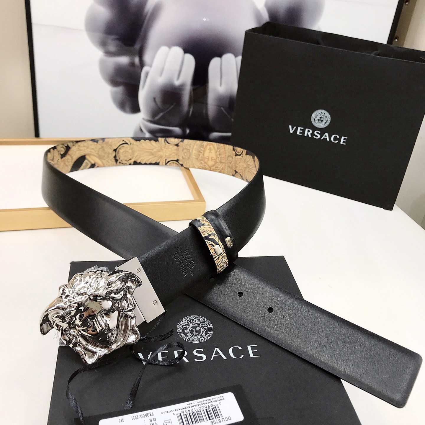 Versace Barocco Reversible Leather Belt    40mm - EUR FASHION