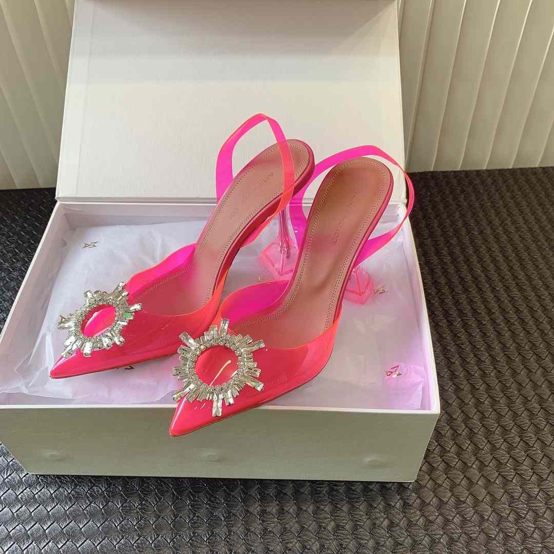 Amina Muaddi Begum Glass Pink Slingbacks - EUR FASHION