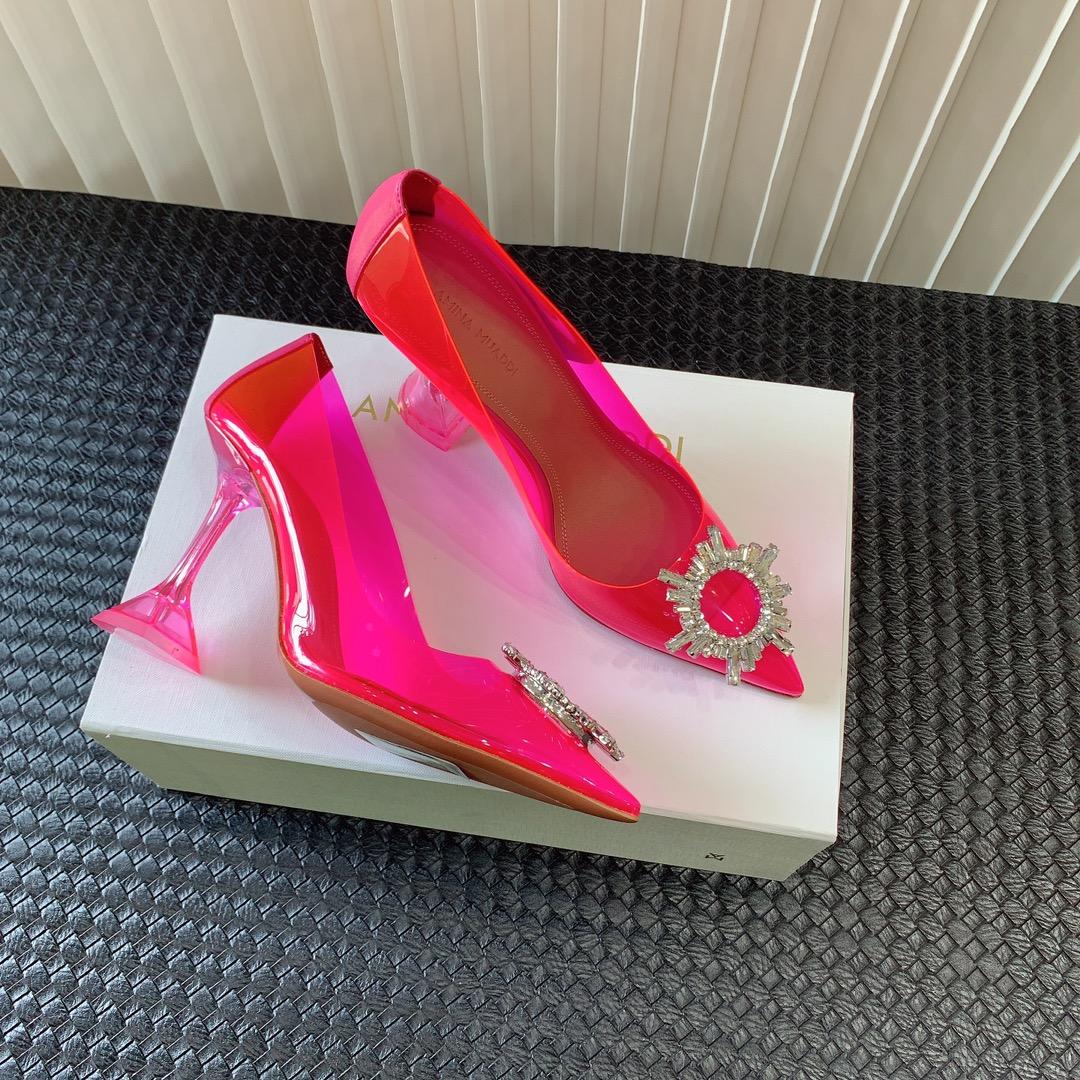 Amina Muaddi Begum Glass Pink Slingbacks - EUR FASHION