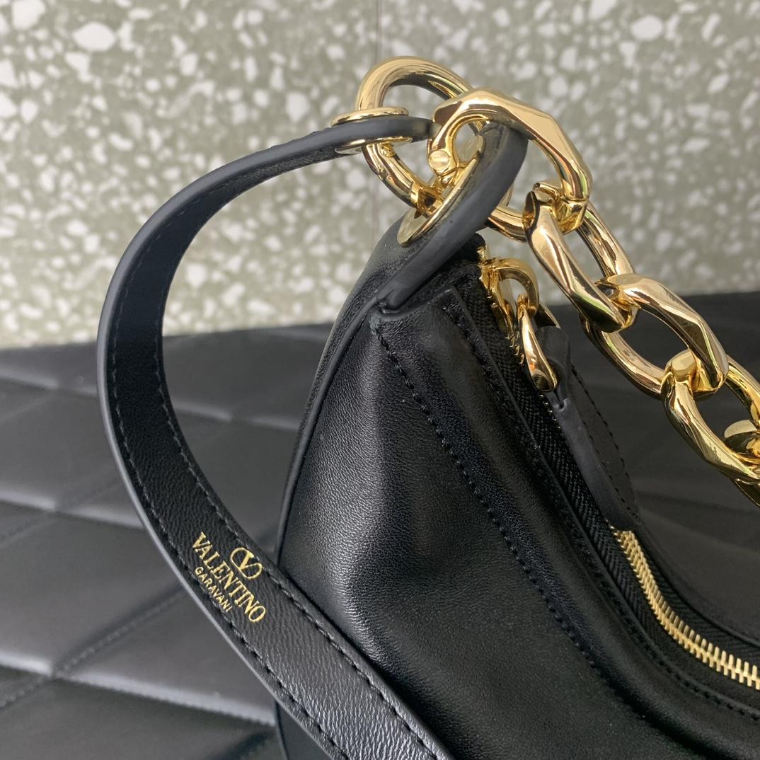 Valenti VLogo Moon Mini Hobo Bag In Nappa Leather With Chain - EUR FASHION