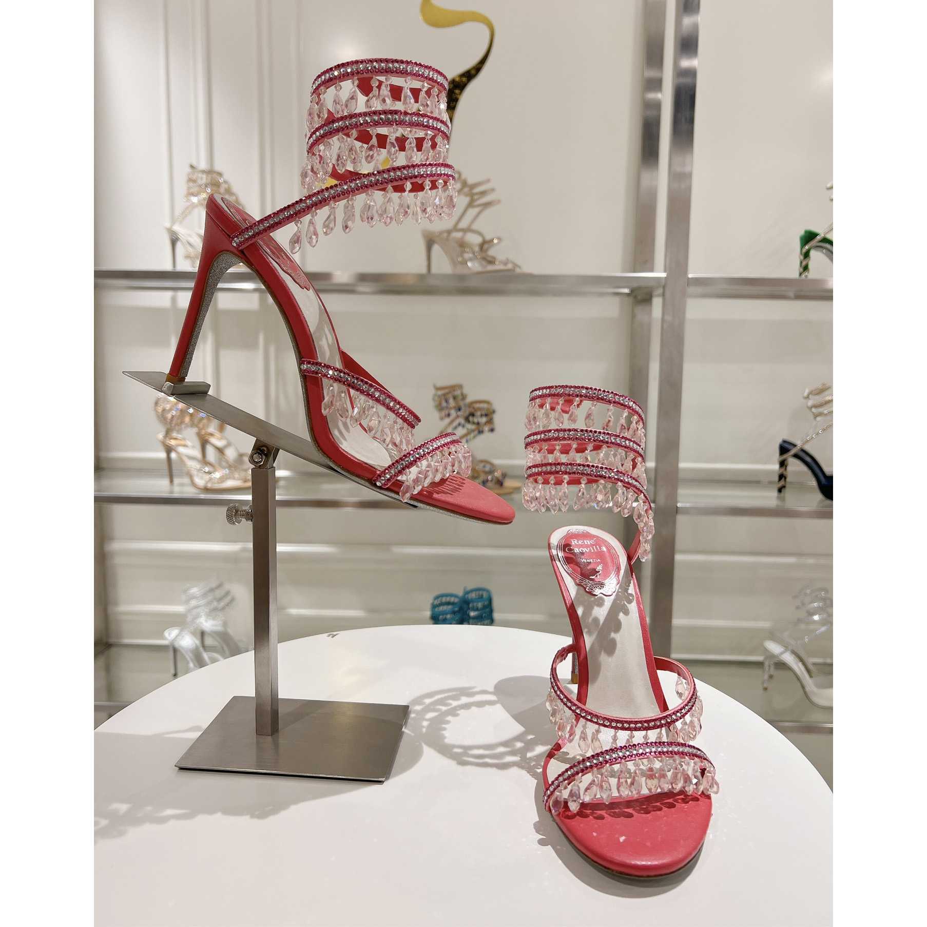 Rene Caovilla Chandelier 95mm Crystal-embellished Sandals - EUR FASHION