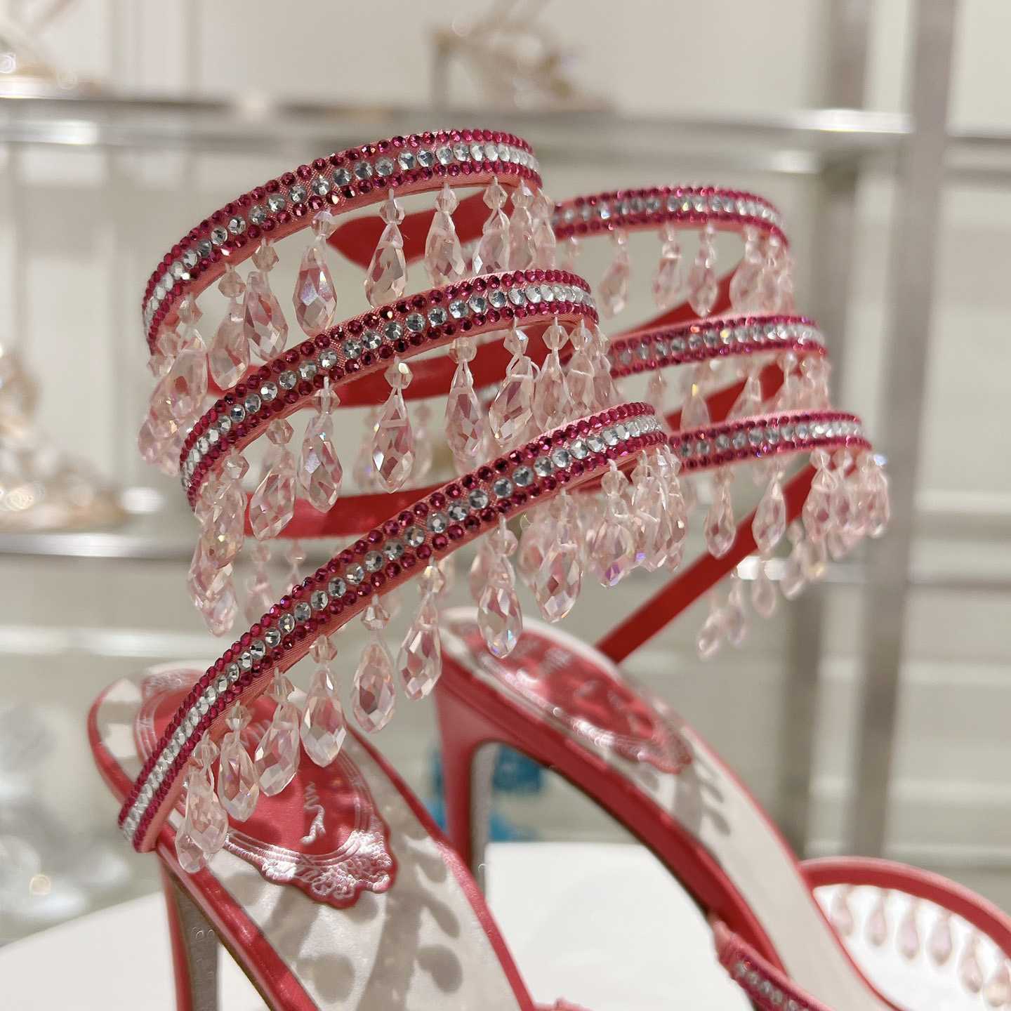 Rene Caovilla Chandelier 95mm Crystal-embellished Sandals - EUR FASHION