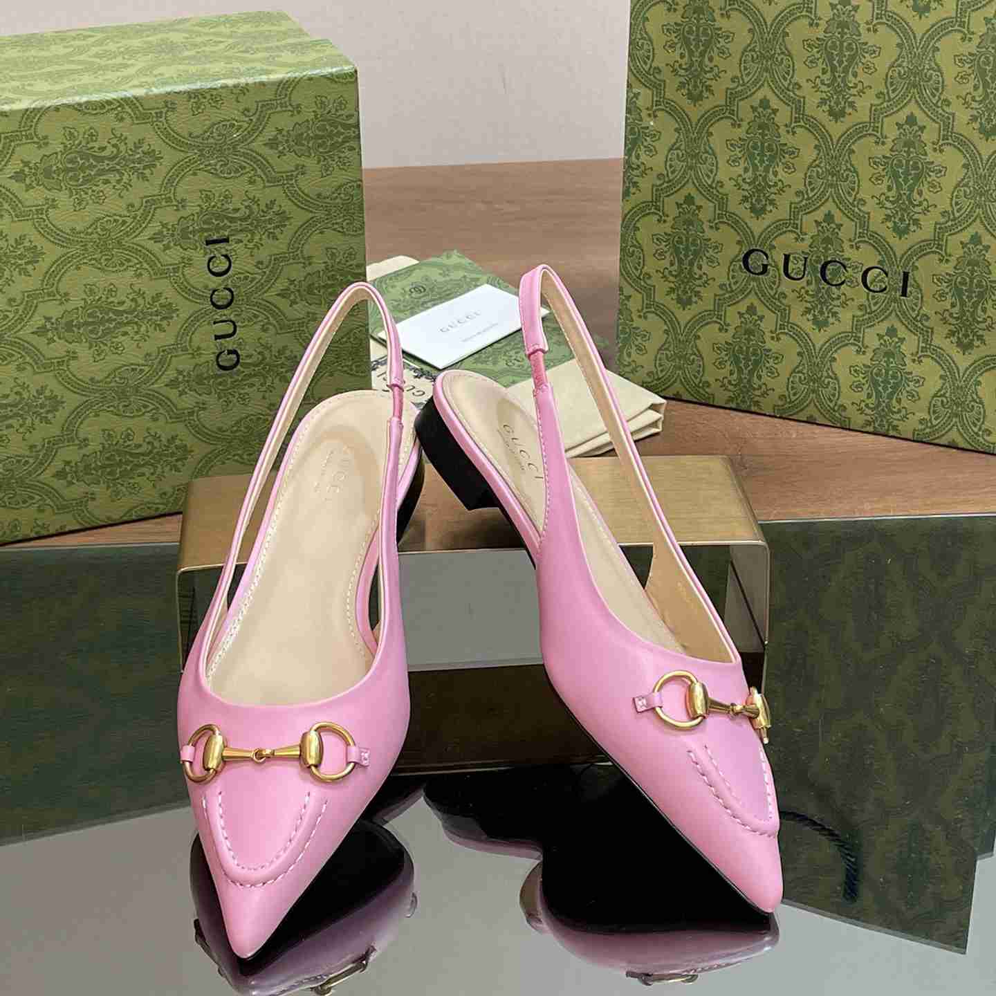 Gucci Women's Horsebit Slingback Ballet Flat - EUR FASHION