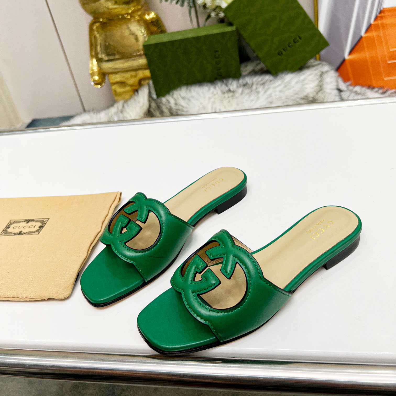 Gucci Women's Interlocking G Cut-out Slide Sandal - EUR FASHION