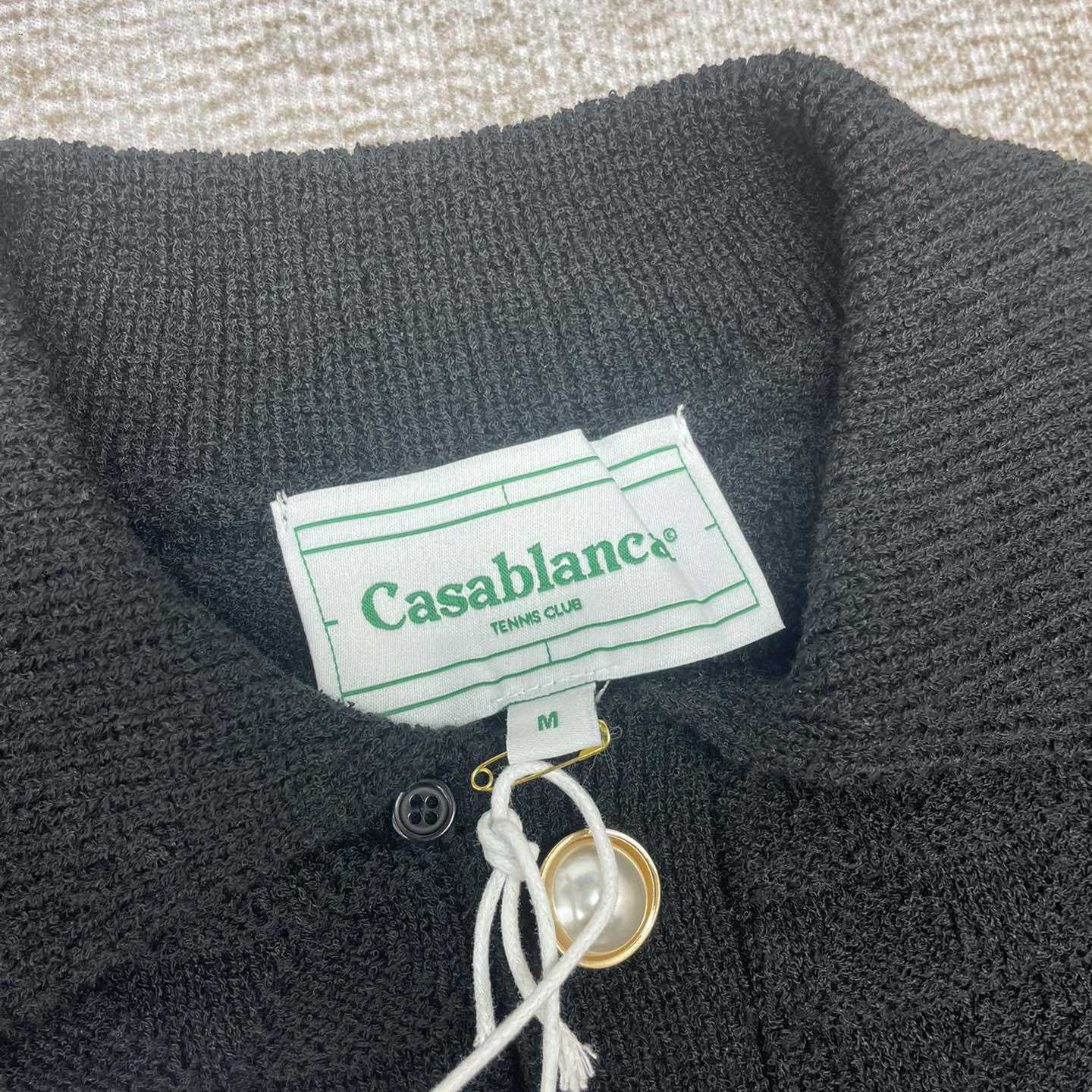 Casablanca Logo-appliqué Bouclé Polo Shirt     N1037 - EUR FASHION