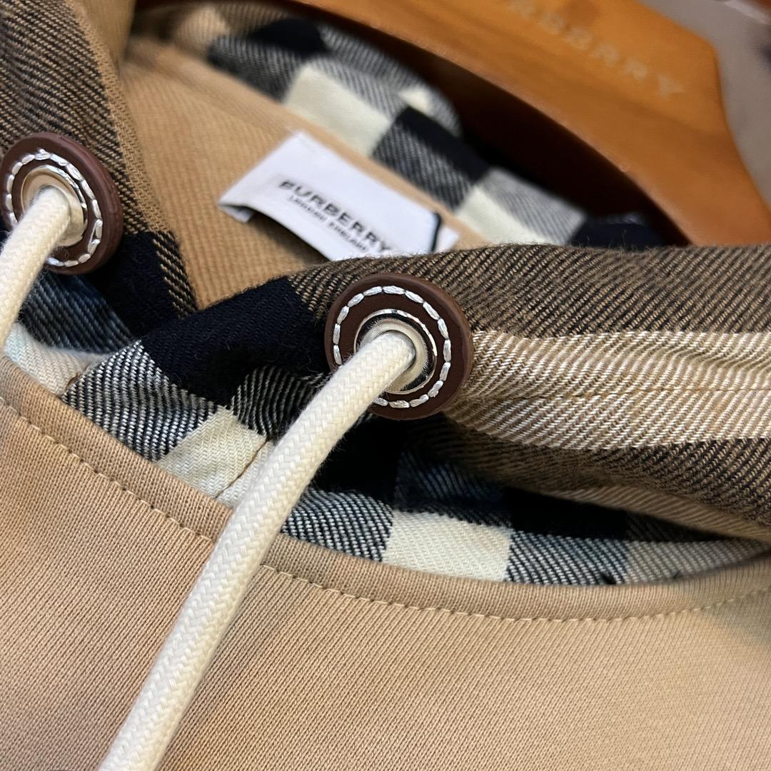 Burberry Check Trim Cotton Blend Hoodie - EUR FASHION