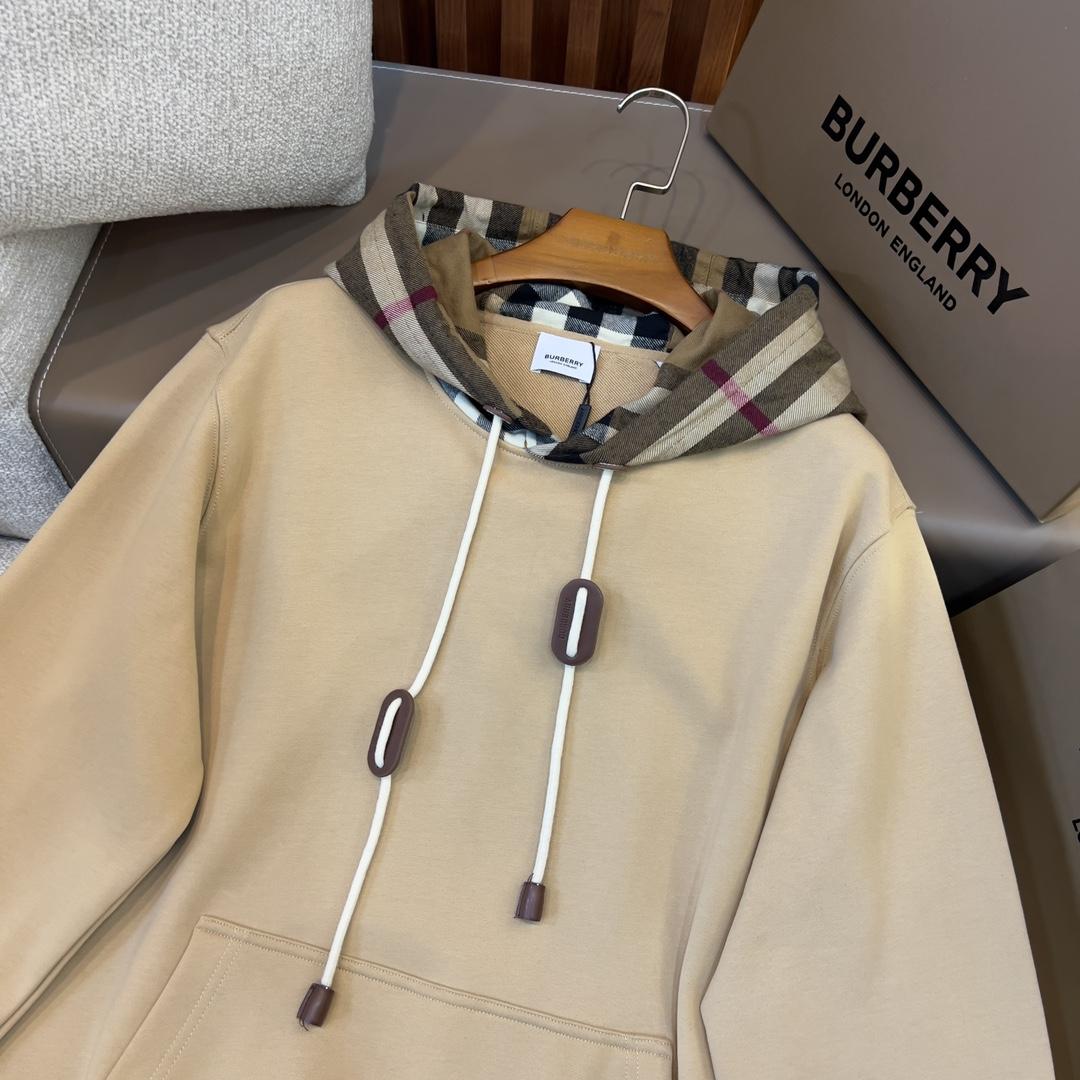 Burberry Check Trim Cotton Blend Hoodie - EUR FASHION