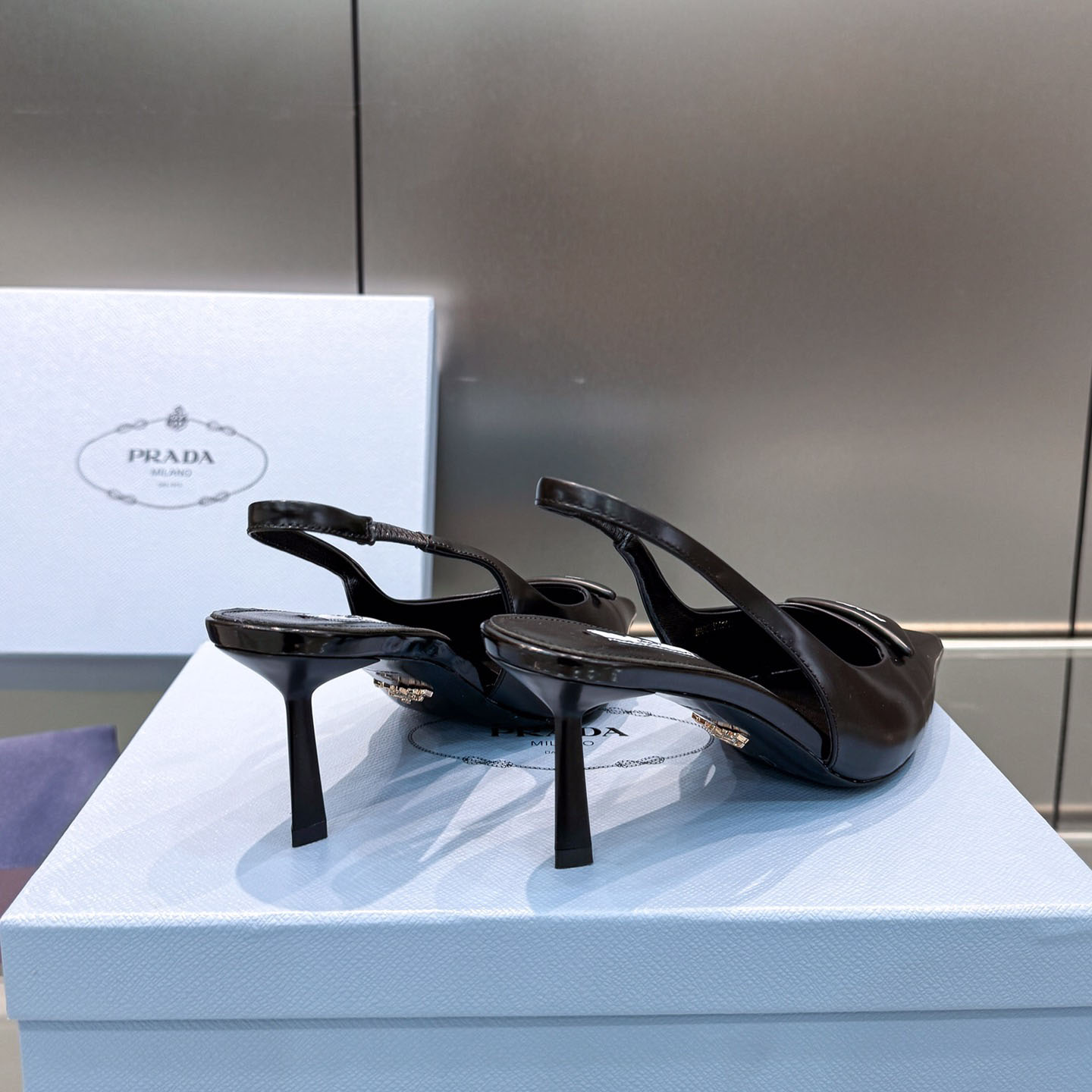 Prada Brushed Leather Slingback Pumps - EUR FASHION