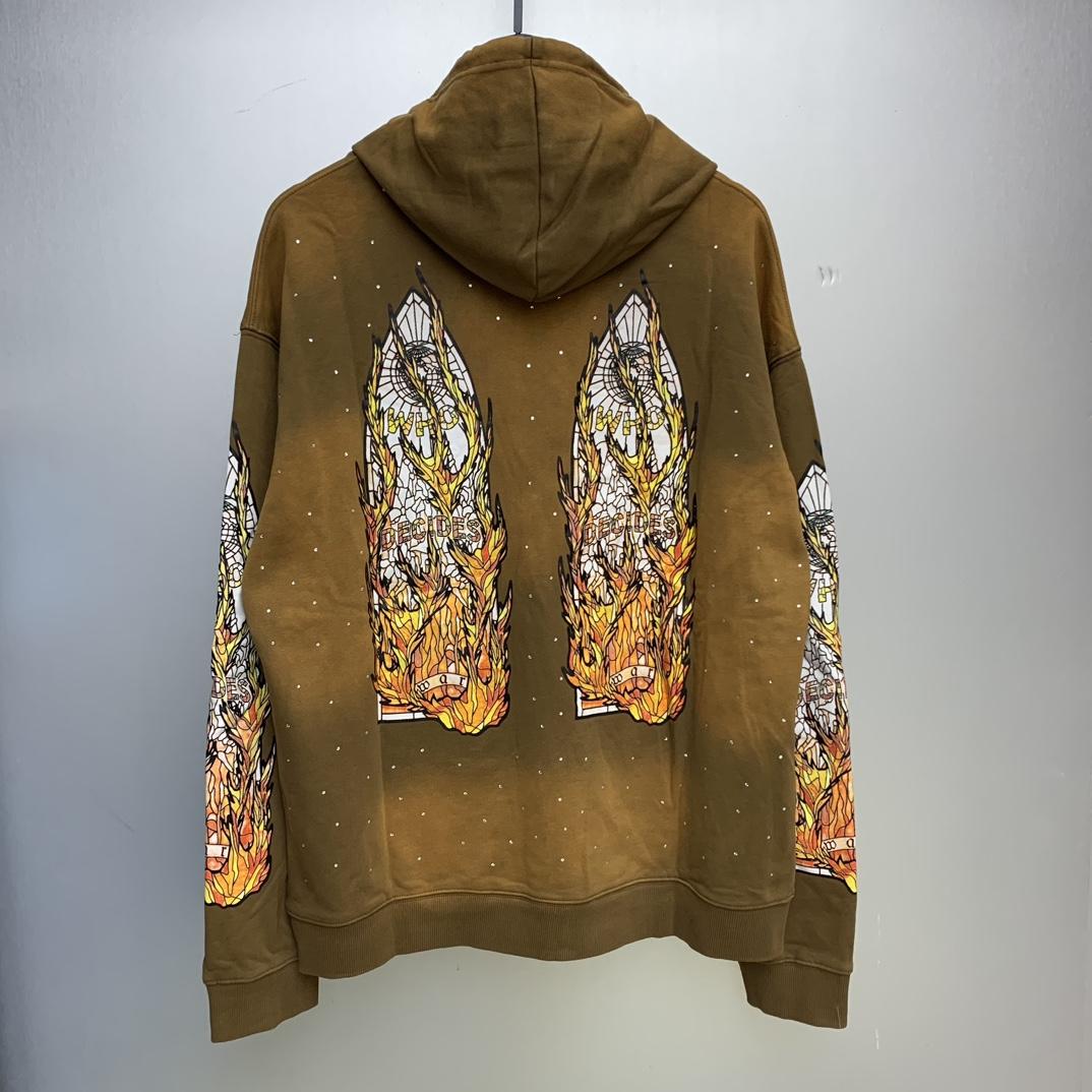 Who Decides War Flame Glass Hooded Sweatshirt - EUR FASHION