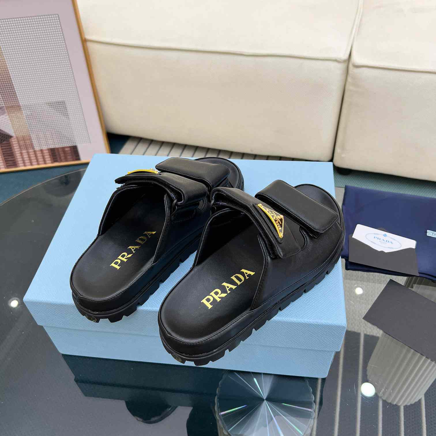 Prada Nappa Leather Slides - EUR FASHION