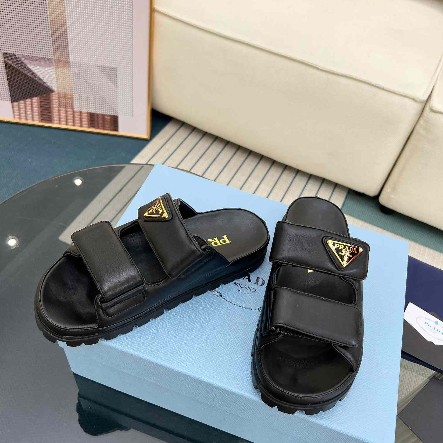 Prada Nappa Leather Slides - EUR FASHION