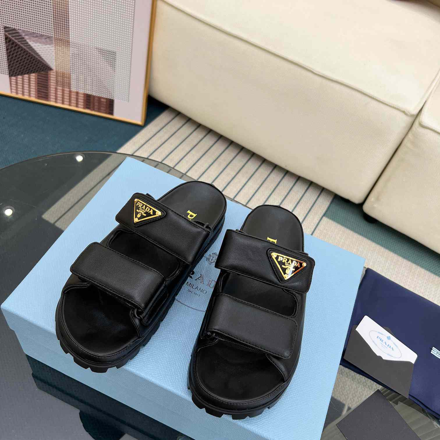 Prada Nappa Leather Slides - EUR FASHION