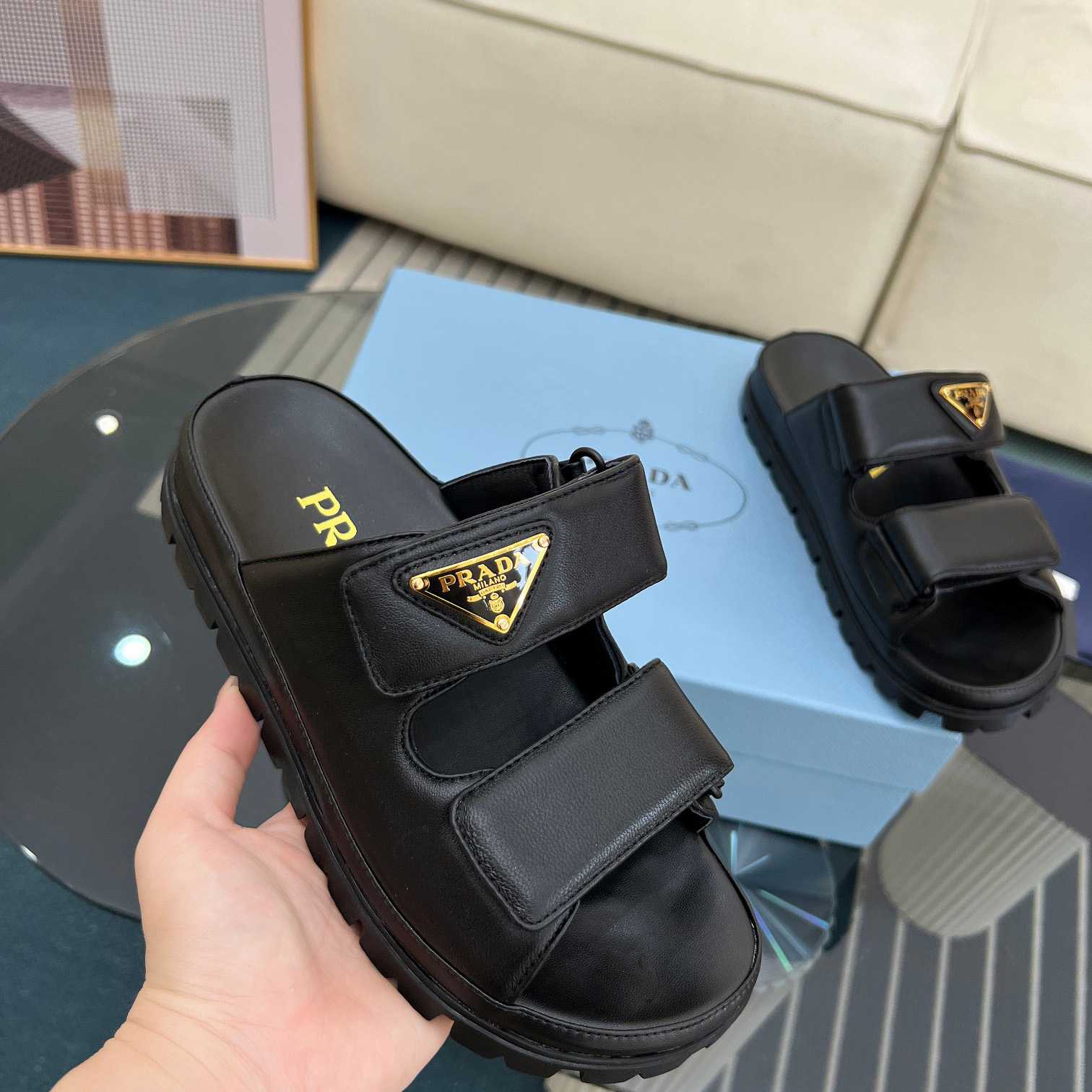 Prada Nappa Leather Slides - EUR FASHION