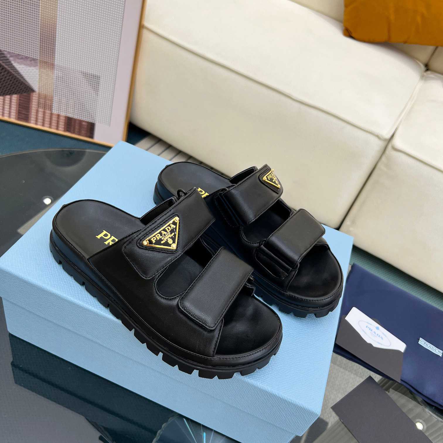 Prada Nappa Leather Slides - EUR FASHION