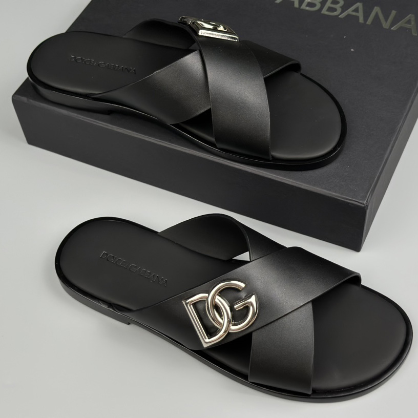 Dolce & Gabbana Logo-plaque Cross-over Leather Sandals - EUR FASHION