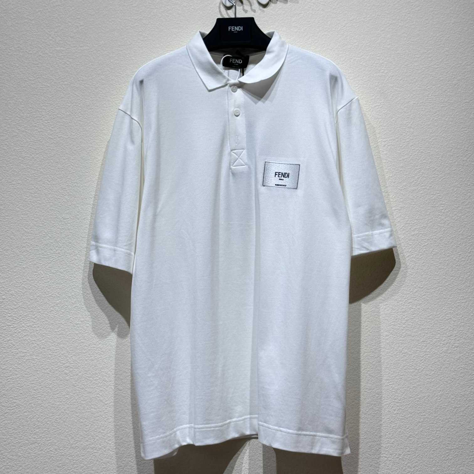 Fendi White Cotton Polo Shirt - EUR FASHION