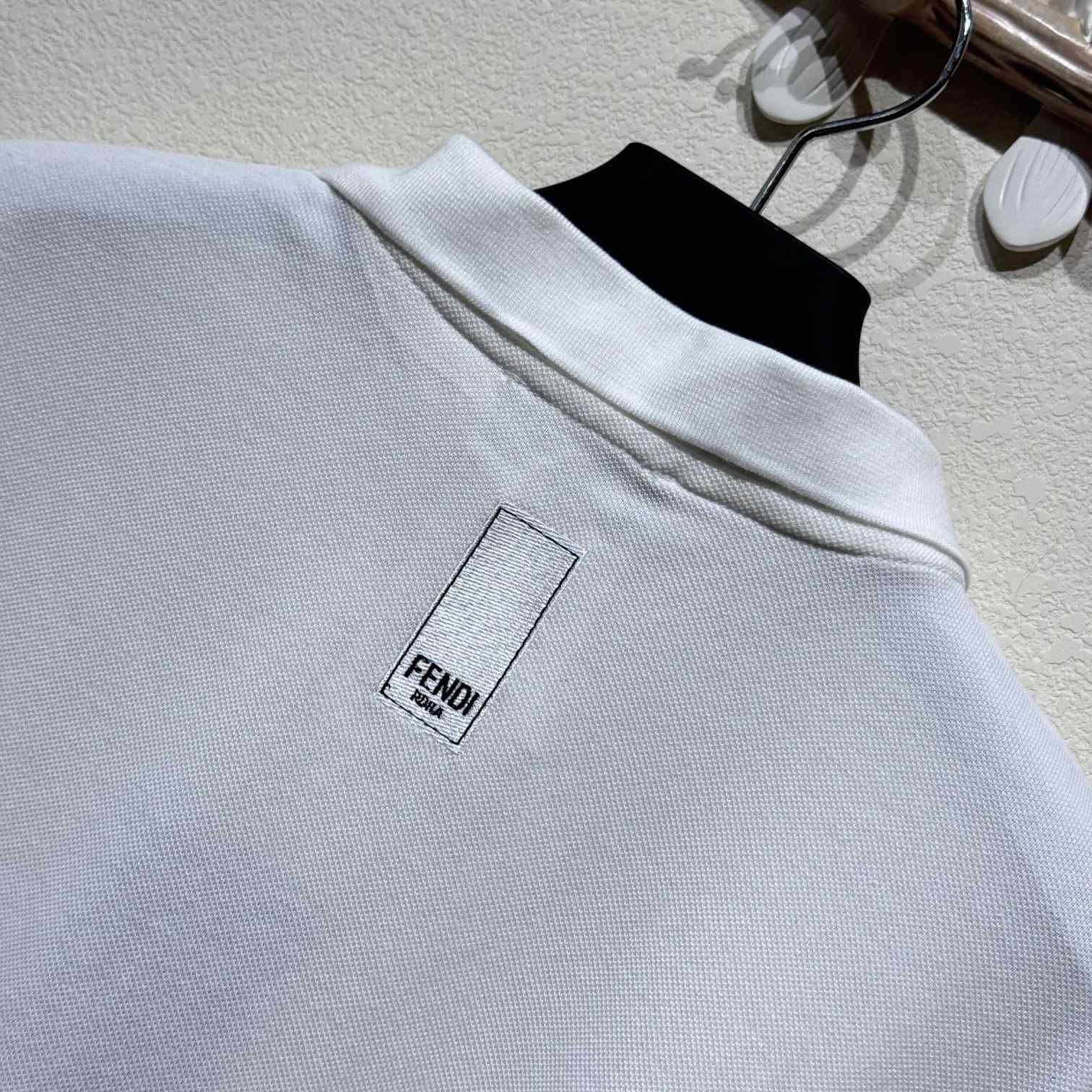 Fendi White Cotton Polo Shirt - EUR FASHION