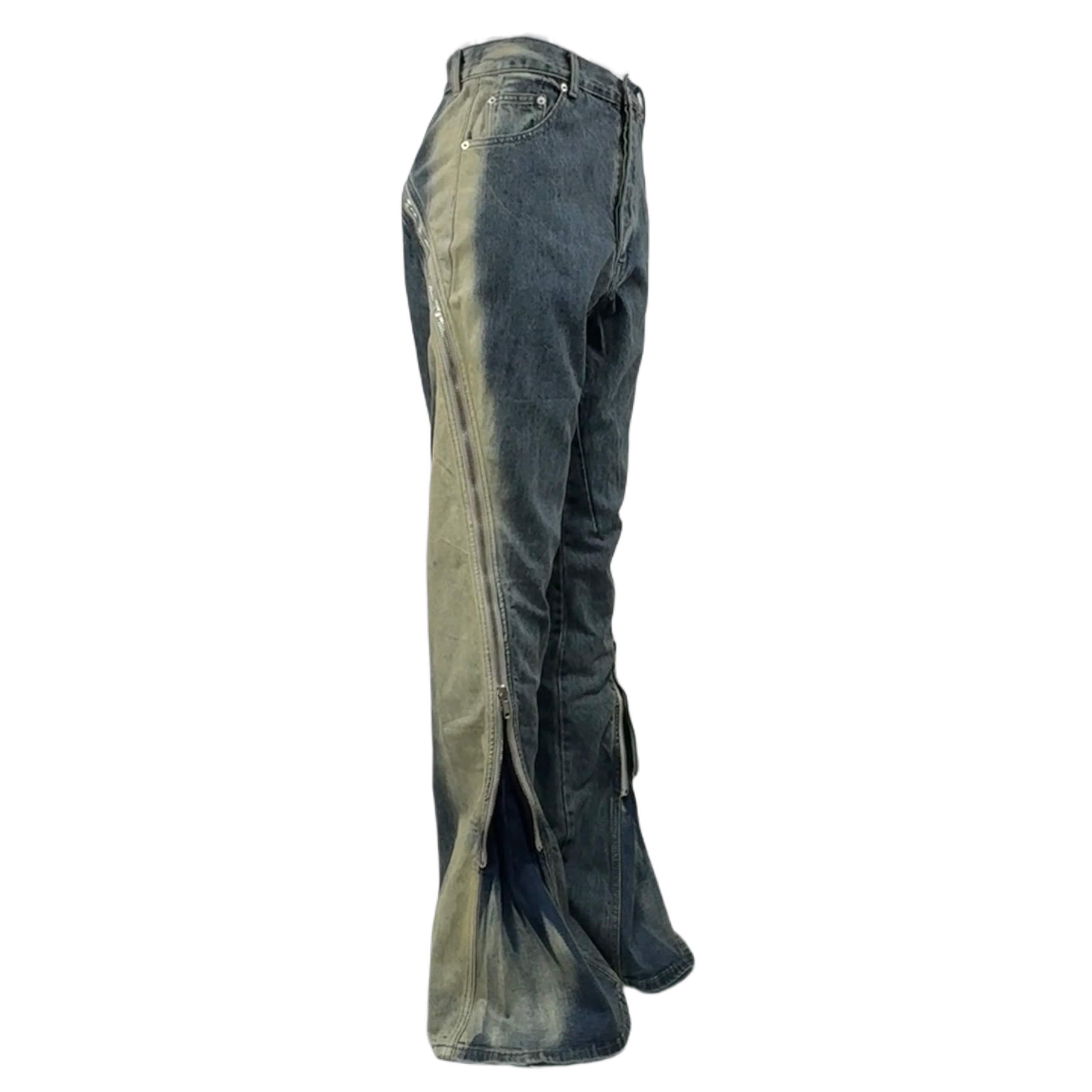 Rick Owens Blue Bolan Banana Straight-leg Flared Zip-embellished Jeans - EUR FASHION