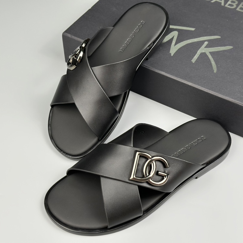 Dolce & Gabbana Logo-plaque Cross-over Leather Sandals - EUR FASHION