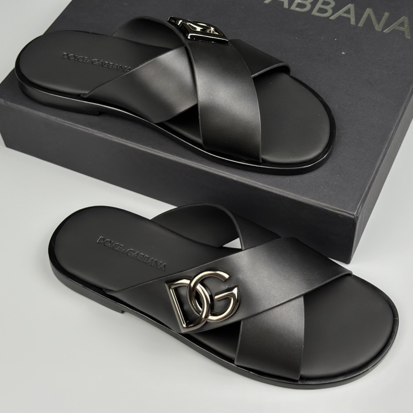 Dolce & Gabbana Logo-plaque Cross-over Leather Sandals - EUR FASHION