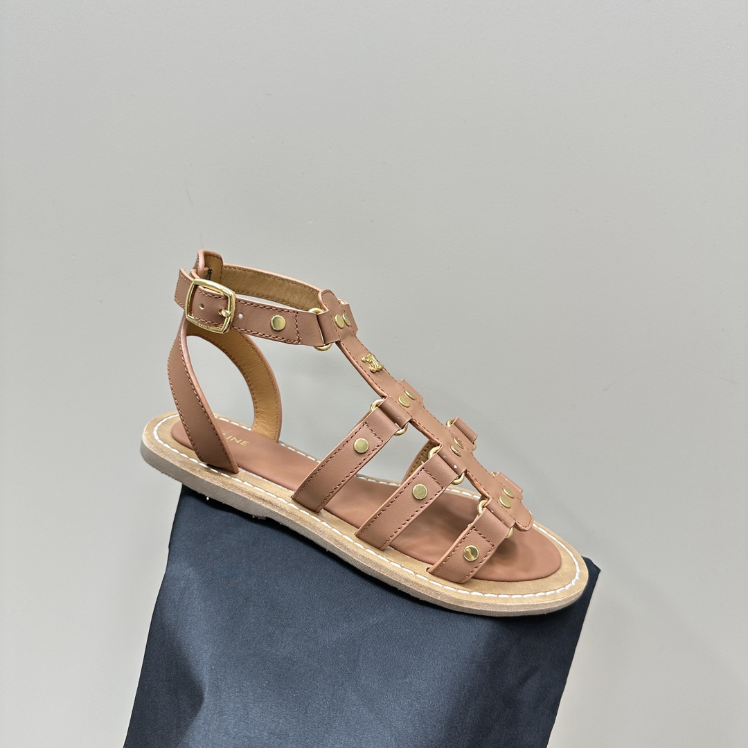 Celine Lympia Gladiator Sandal In Calfskin Tan - EUR FASHION