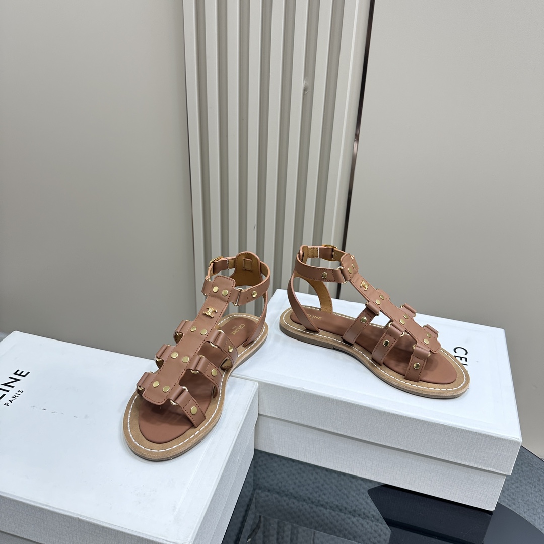 Celine Lympia Gladiator Sandal In Calfskin Tan - EUR FASHION