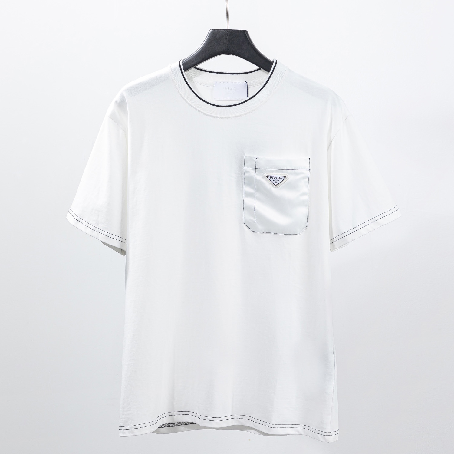 Prada Cotton T-shirt With Nylon Pocket - EUR FASHION