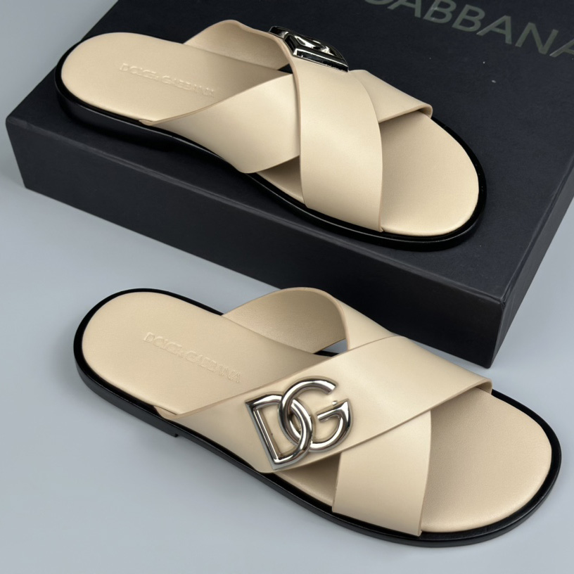 Dolce & Gabbana Logo-plaque Cross-over Leather Sandals - EUR FASHION