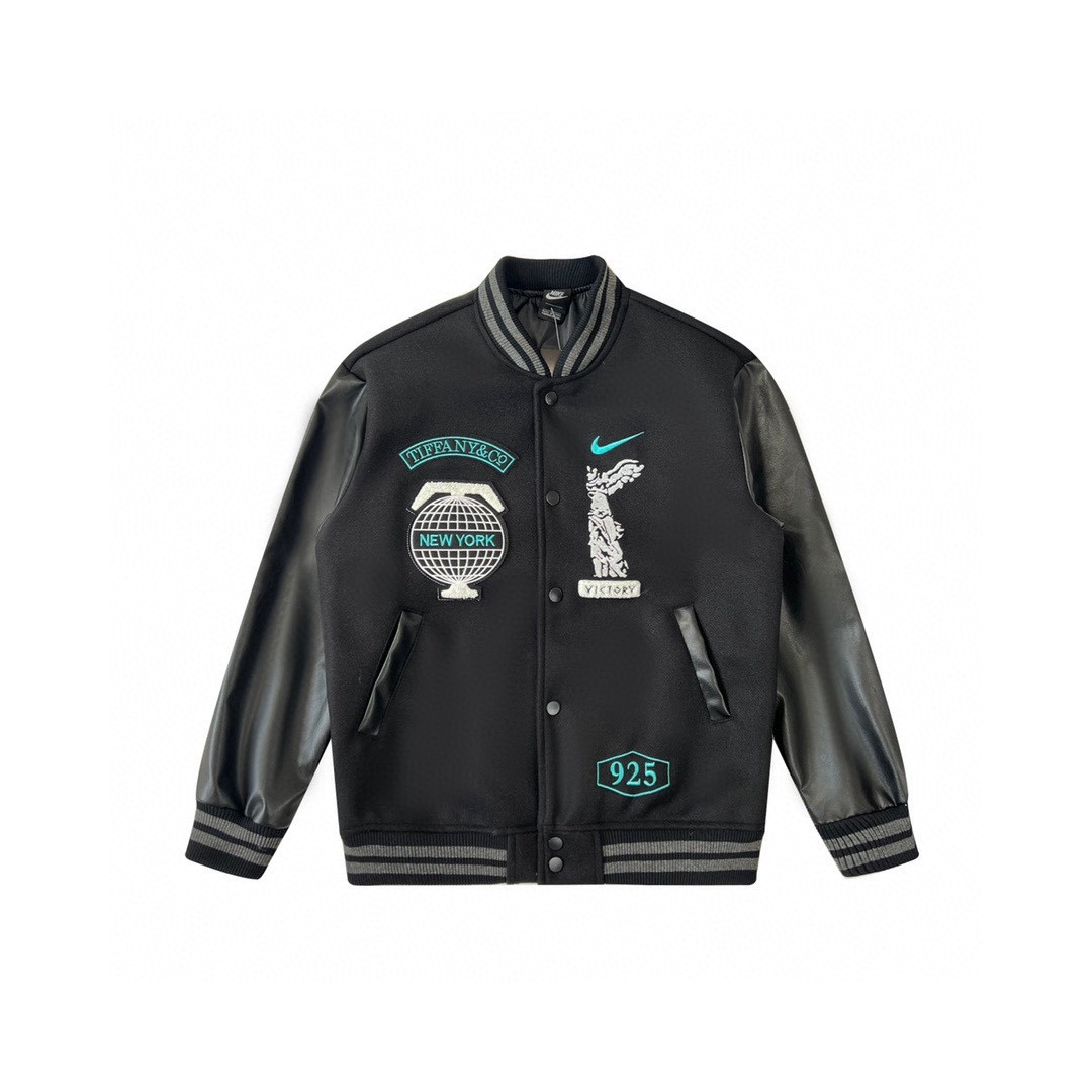 Tiffany And Co Nike Black Varsity Bomber Jacket - EUR FASHION