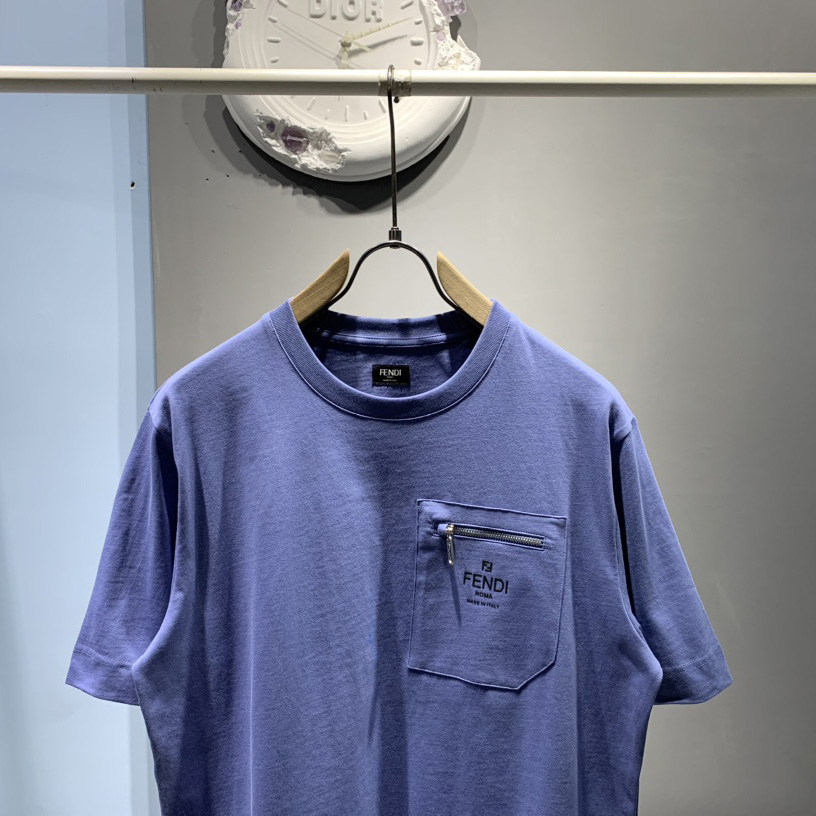 Fendi Blue Cotton T-shirt - EUR FASHION