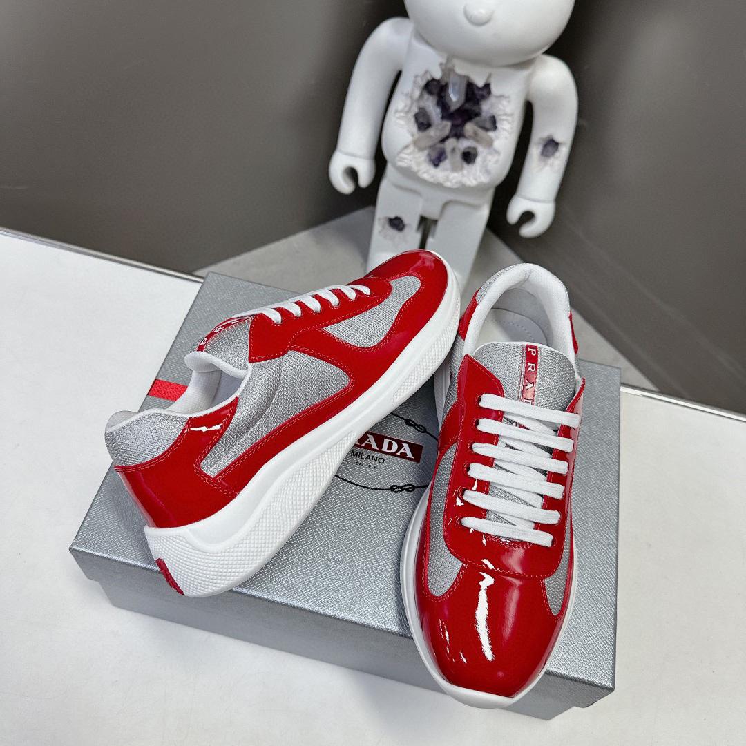 Prada Patent Leather And Technical Fabric Prada America's Cup Sneakers - EUR FASHION
