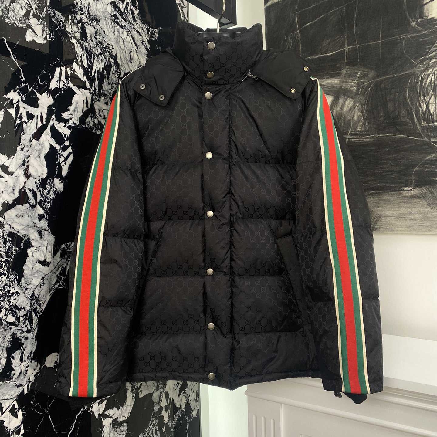 Gucci GG Nylon Jacquard Jacket With Web - EUR FASHION