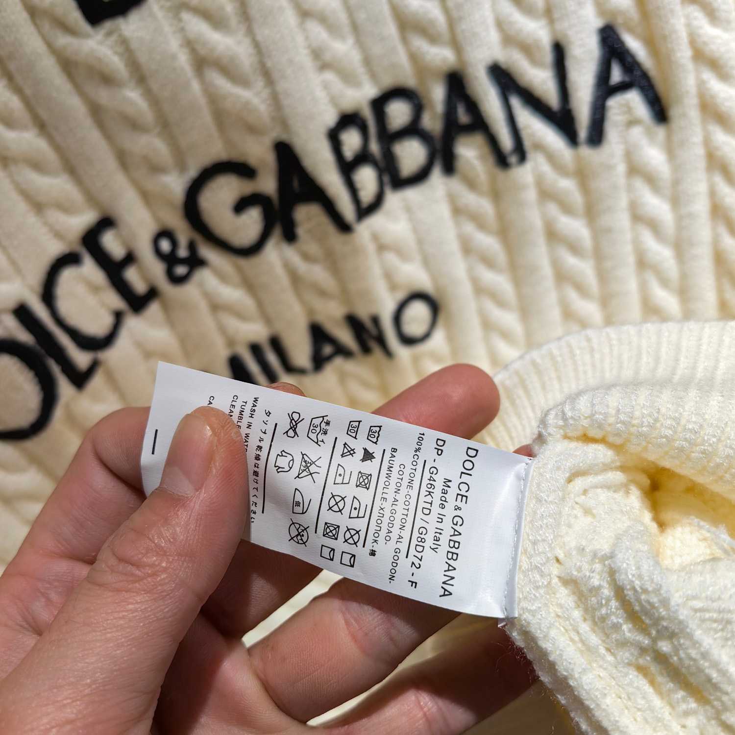 Dolce & Gabbana White Logo-embroidery Virgin Wool Jumper - EUR FASHION