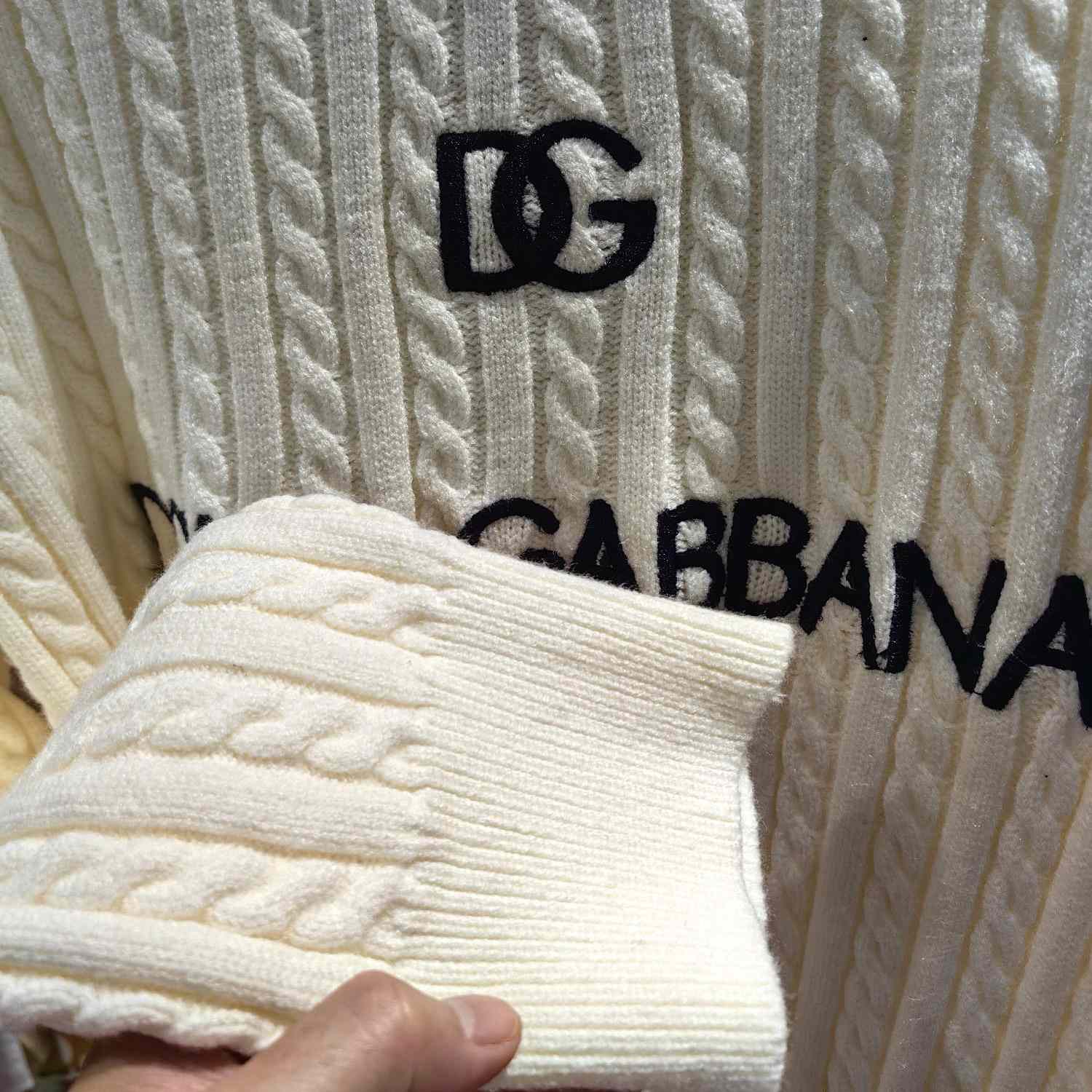 Dolce & Gabbana White Logo-embroidery Virgin Wool Jumper - EUR FASHION