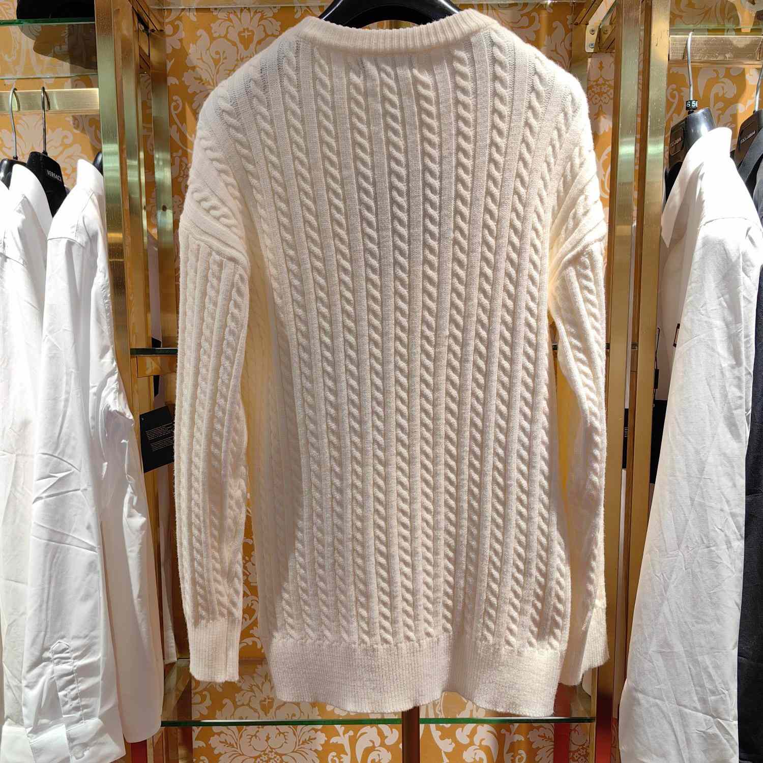 Dolce & Gabbana White Logo-embroidery Virgin Wool Jumper - EUR FASHION